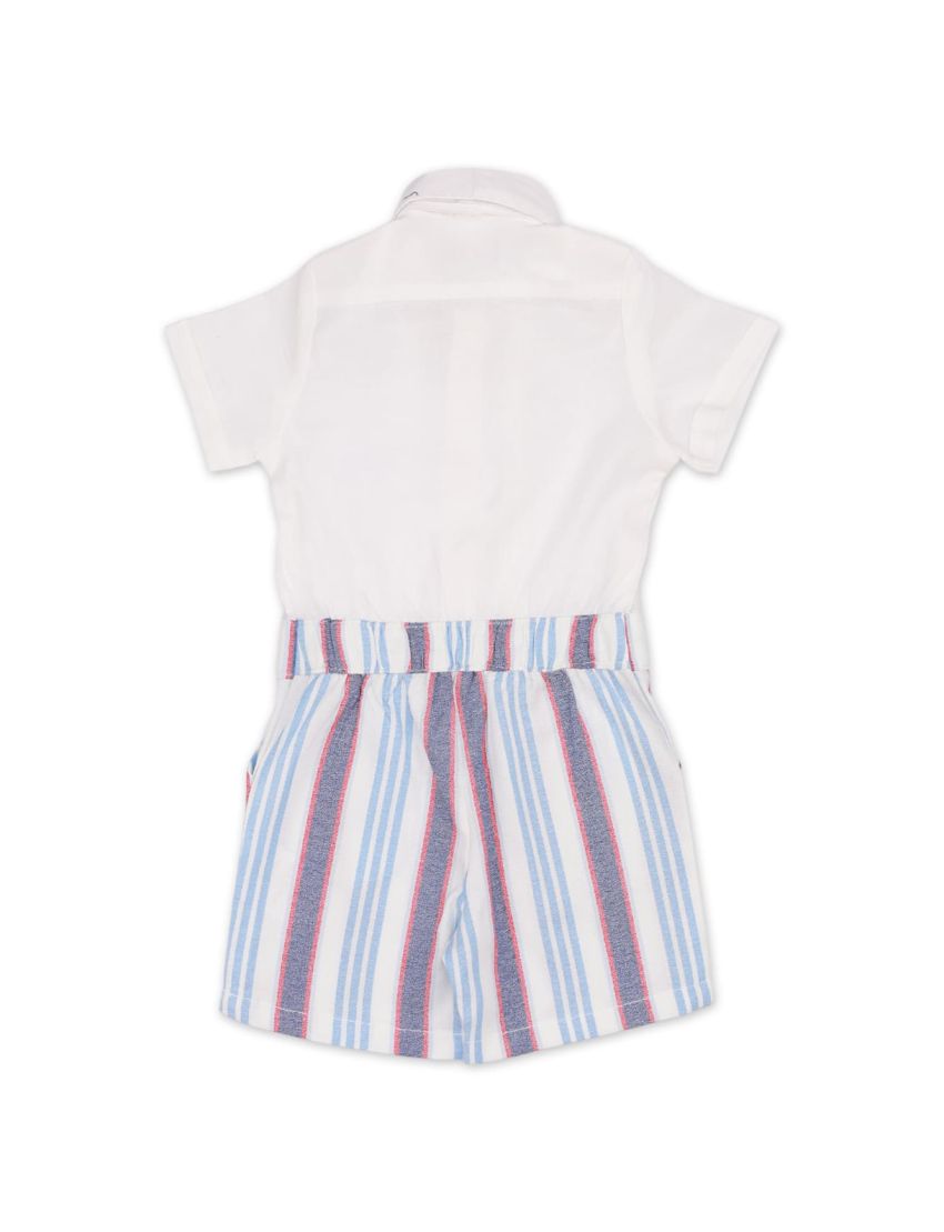 Body Suit White with Multi Stripes for Boys