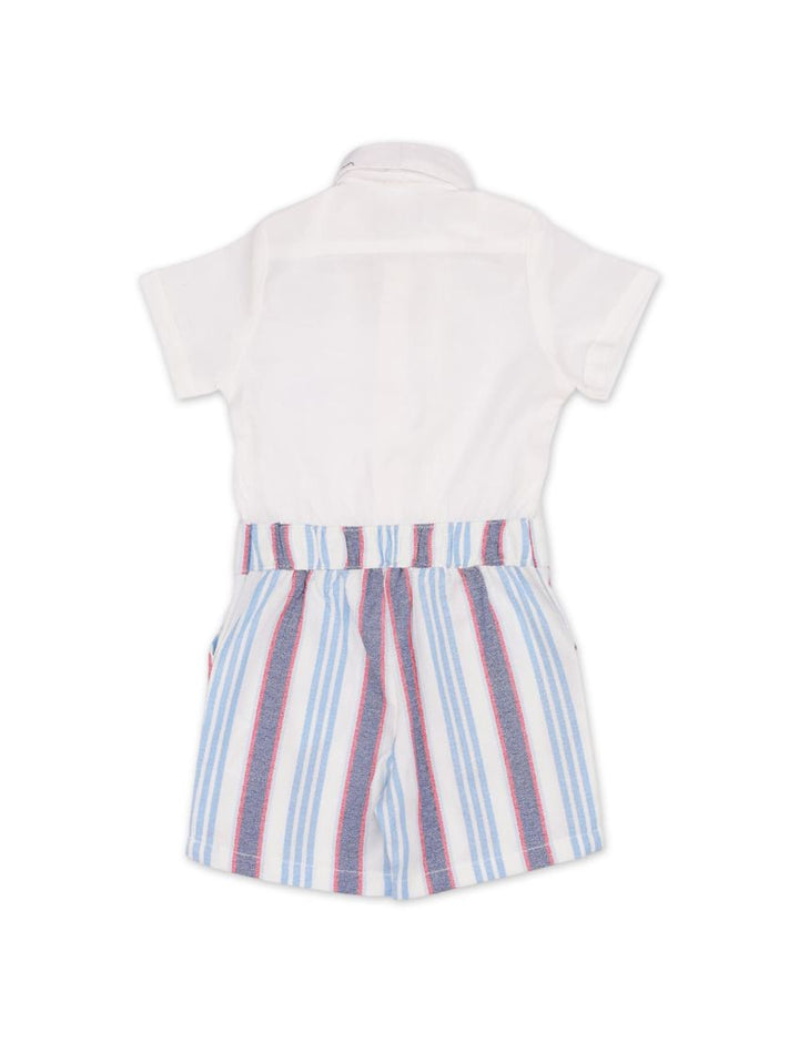 Body Suit White with Multi Stripes for Boys