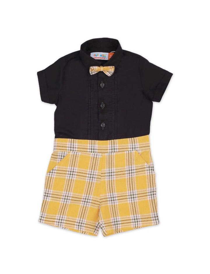 Body Suit Black with Yellow Checkered for Boys