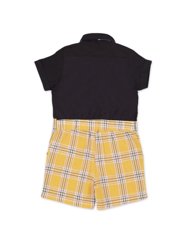 Body Suit Black with Yellow Checkered for Boys