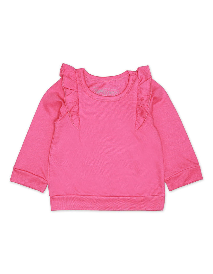 Sweatshirt Girls Frill Shoulder Pink Infant