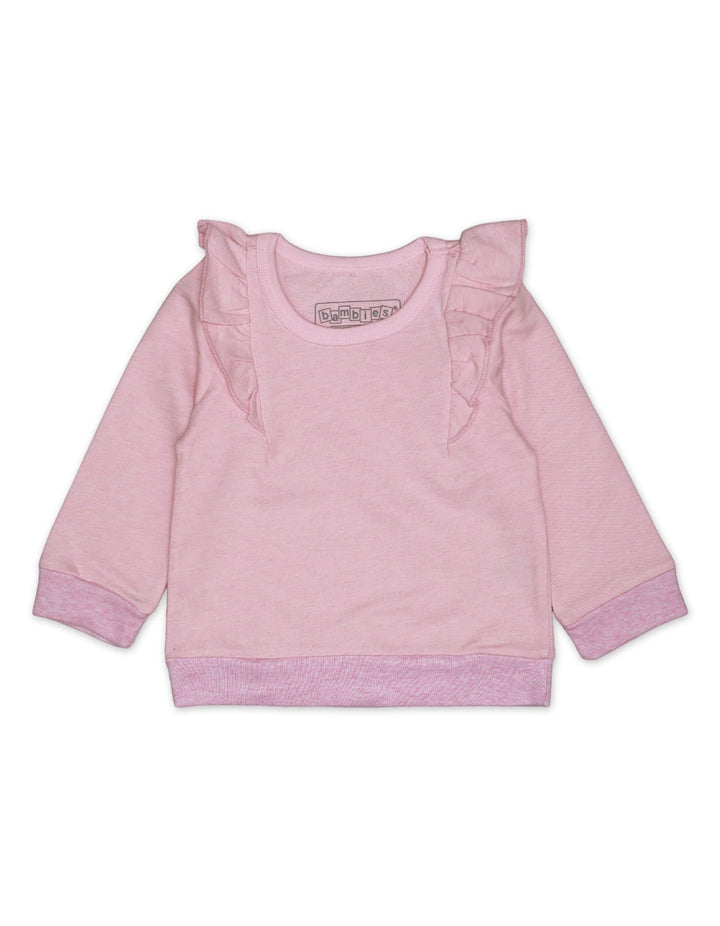 Sweatshirt Girls Frill Shoulder Pink Infant