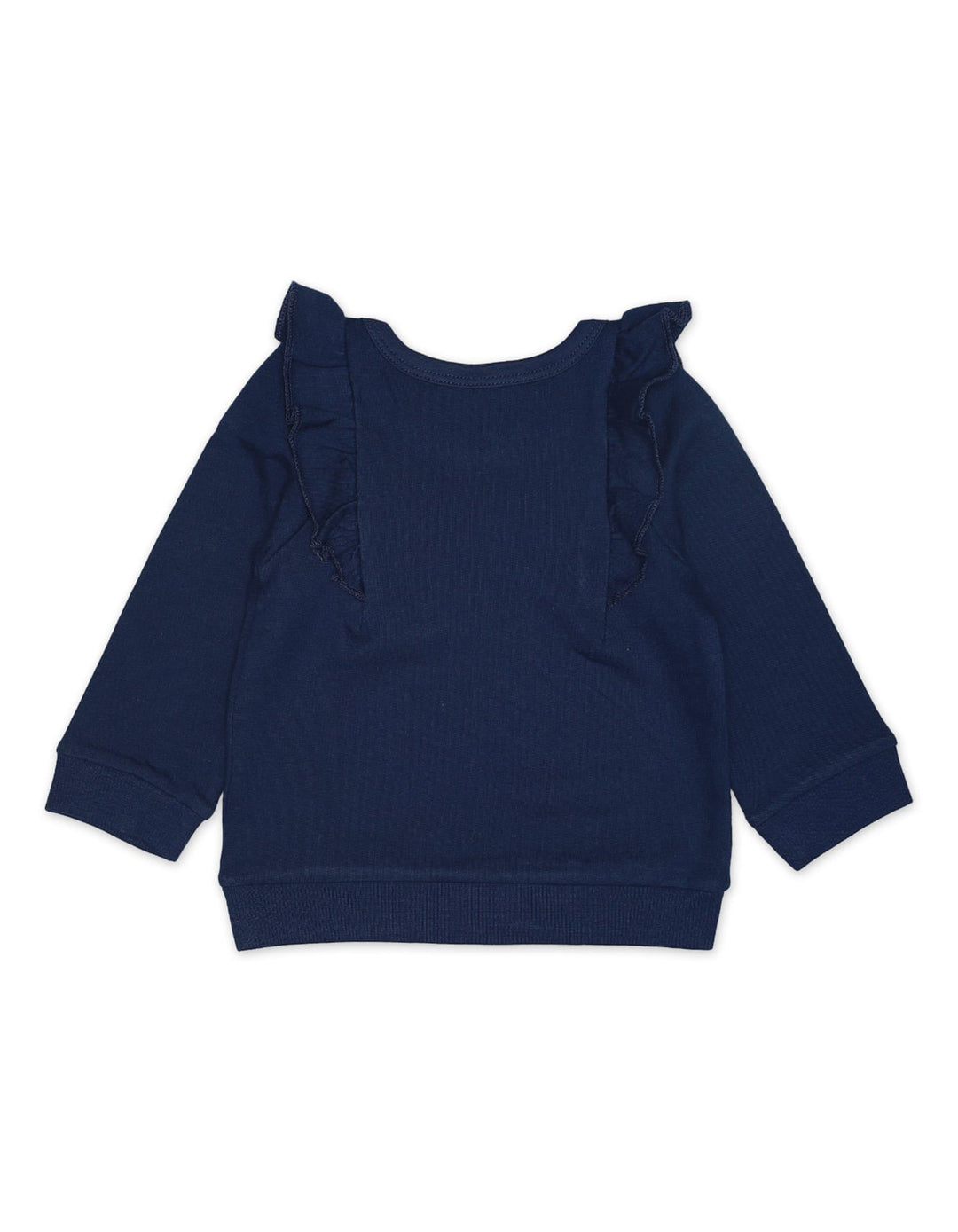 Sweatshirt Girls Frill Shoulder Navy Infant