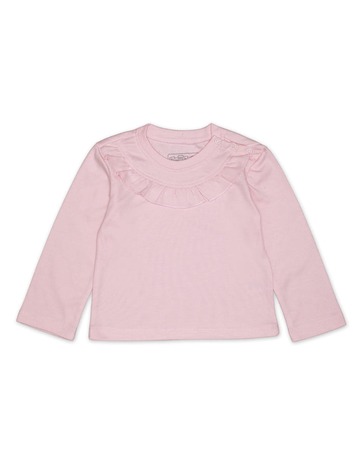 T Shirt Frill Neck Pink for Girls