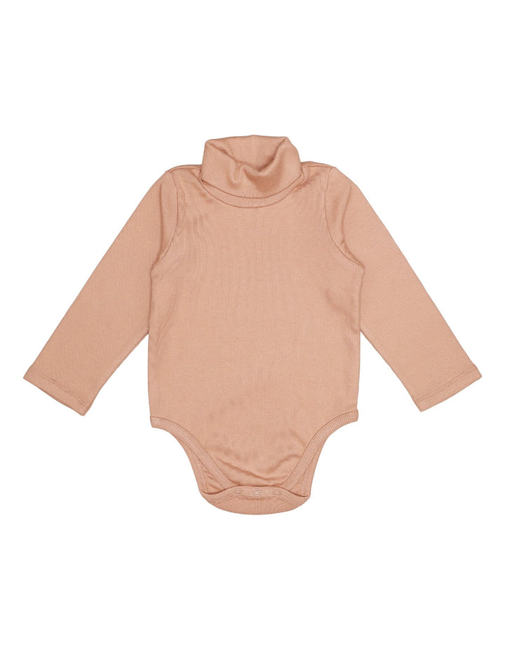 Bodysuit High Neck Rib Beige for Girls