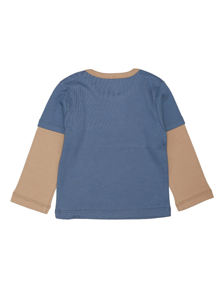 Zubaida's Shirt Full Sleeves Blue Beige for Boys