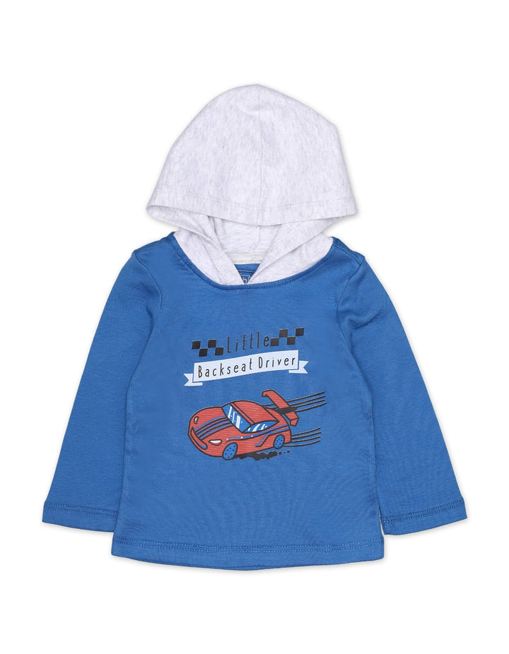 Zubaida's Shirt Full Sleeve With Hood Blue for Boys