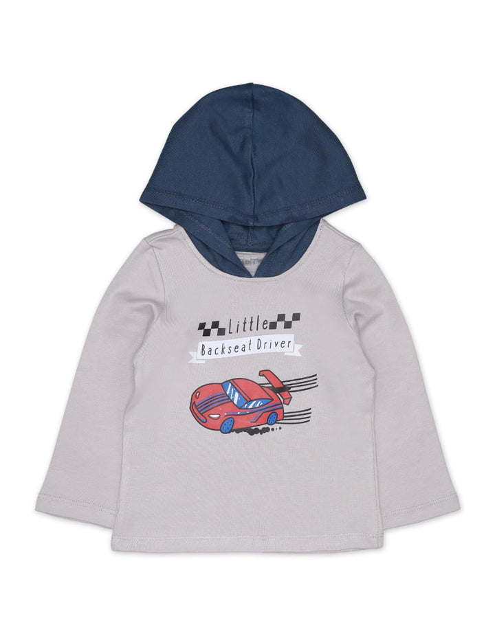 Shirt Full Sleeve With Hood Grey For Boys