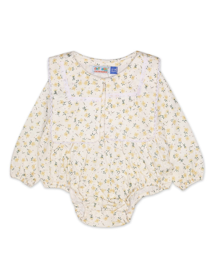 Bodysuit Woven With Cap Yellow Infant Girls