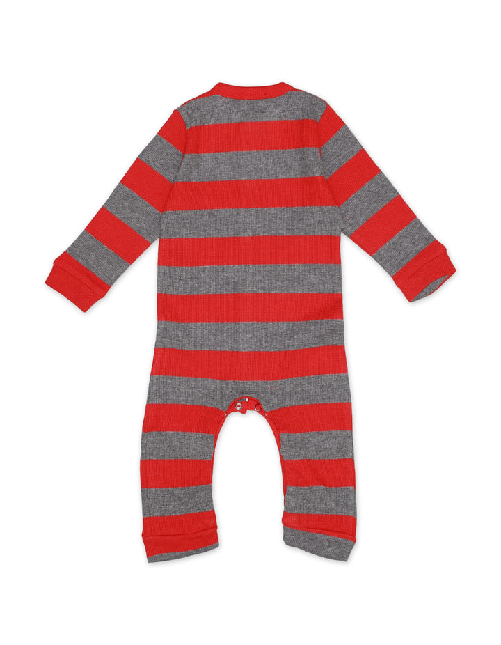 Romper With Cap Thermal Red Grey Infant Unisex