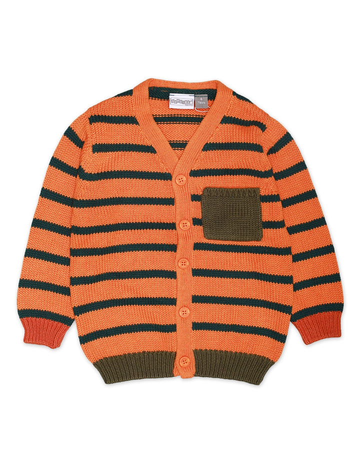 Zubaida's Sweater Front Button Down Orange