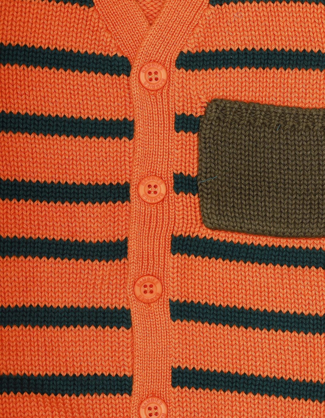 Zubaida's Sweater Front Button Down Orange