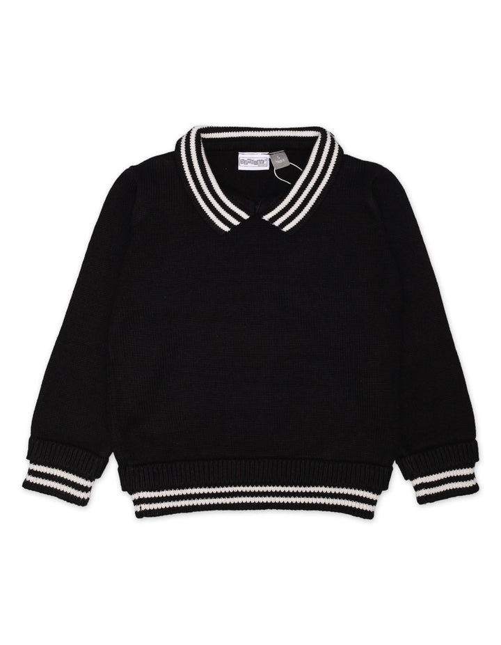 Sweater Polo Colar Black for Boys