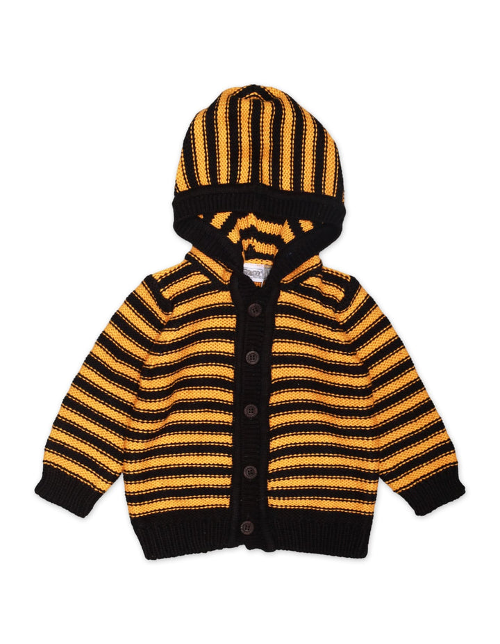 Sweater Hooded Black Yellow Stripes