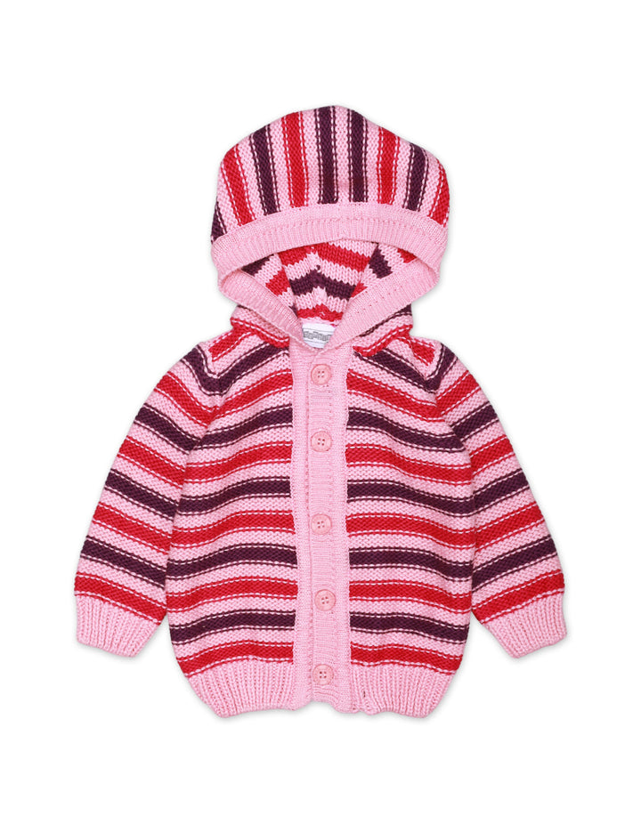 Sweater Hooded Pink Base Stripes for Girls