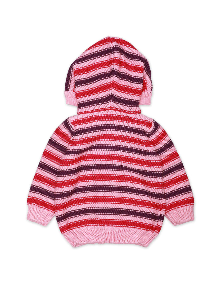 Sweater Hooded Pink Base Stripes for Girls