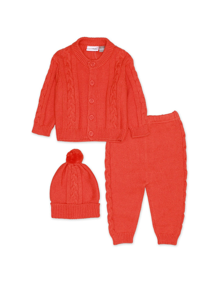 Knitted Suit Set Orange 3 Pcs for Boys