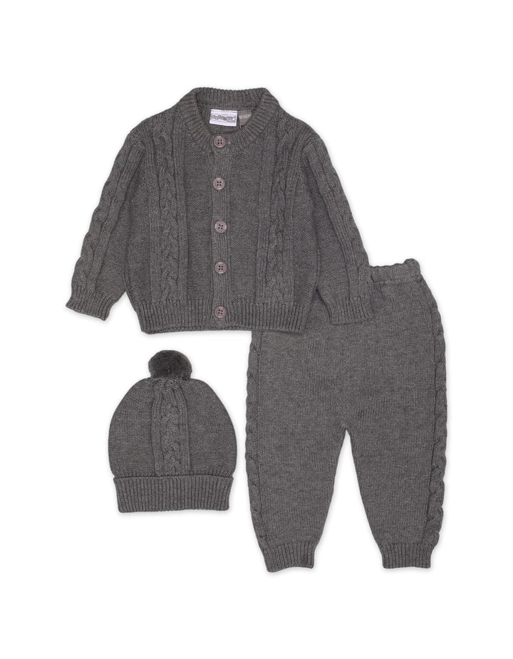 Knitted Suit Set Grey 3 Pcs for Boys