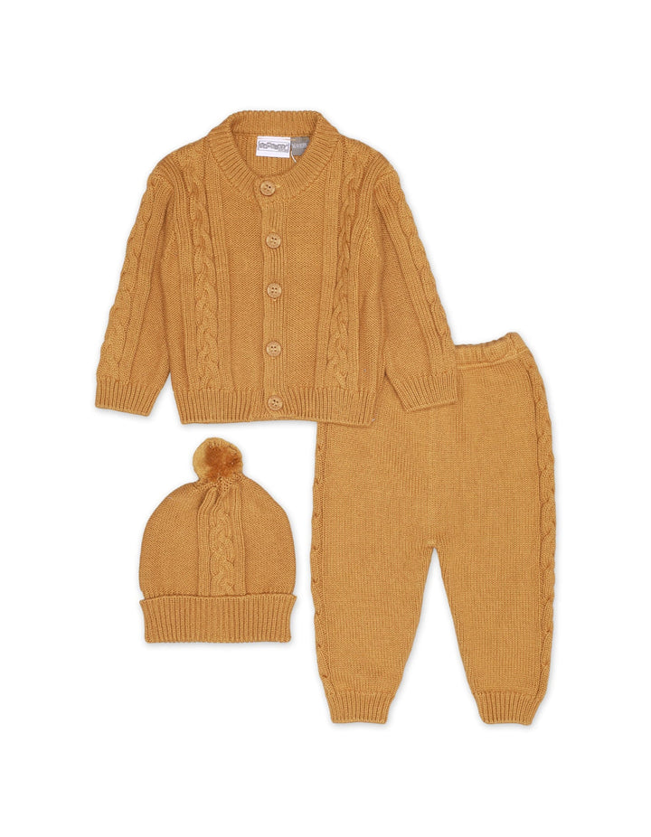 Knitted Suit Set Mustard 3 Pcs for Unisex