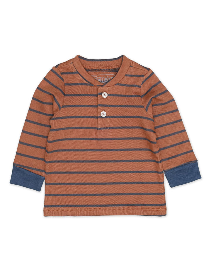 T Shirt Long Sleeves Brown Stripes Toddler Boys