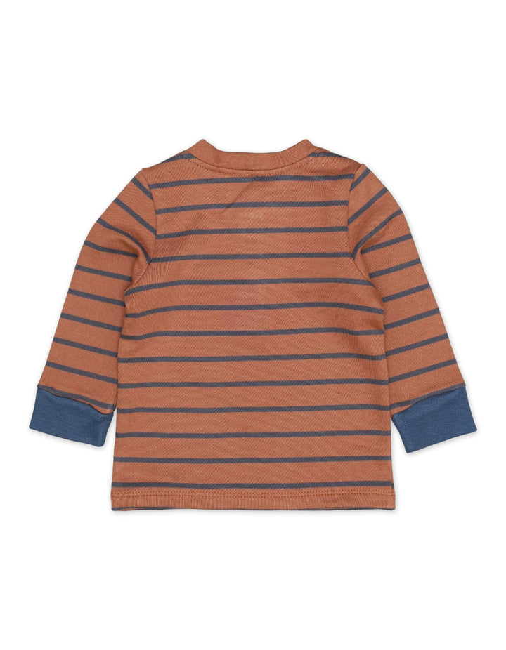 T Shirt Long Sleeves Brown Stripes Toddler Boys