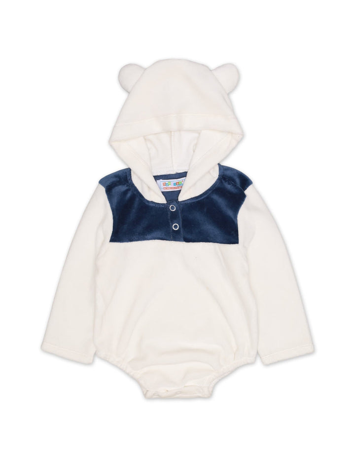 Bodysuit With Hooide Contrast White Infant Boys