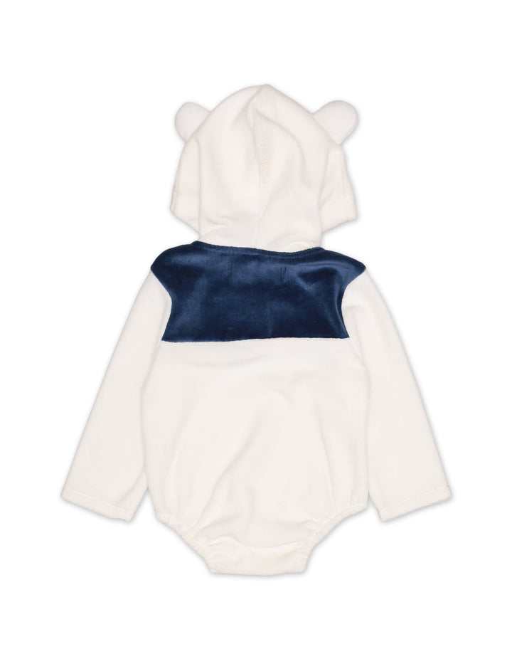 Bodysuit With Hooide Contrast White Infant Boys