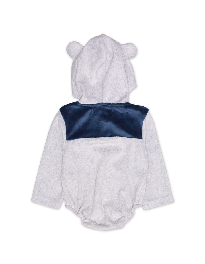 Bodysuit With Hooide Contrast Grey Infant Boys