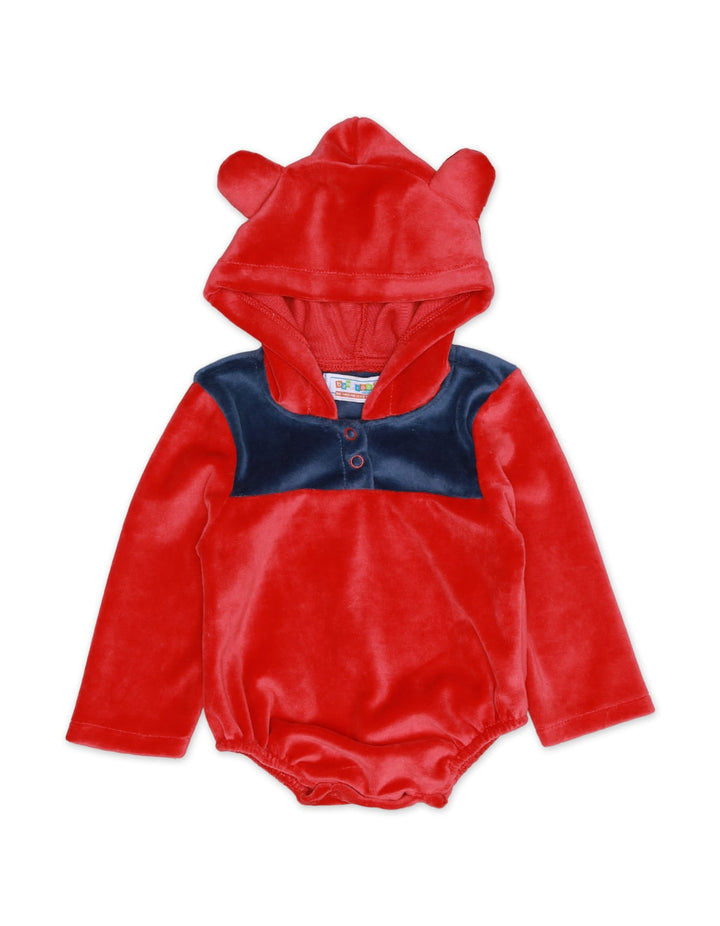 Bodysuit With Hooide Contrast Red Infant Girls