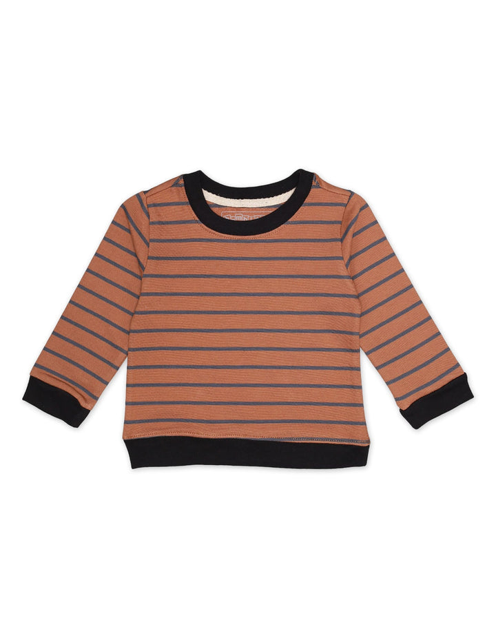 T Shirt Fullsleeves Brown Stripes Toddler Boys