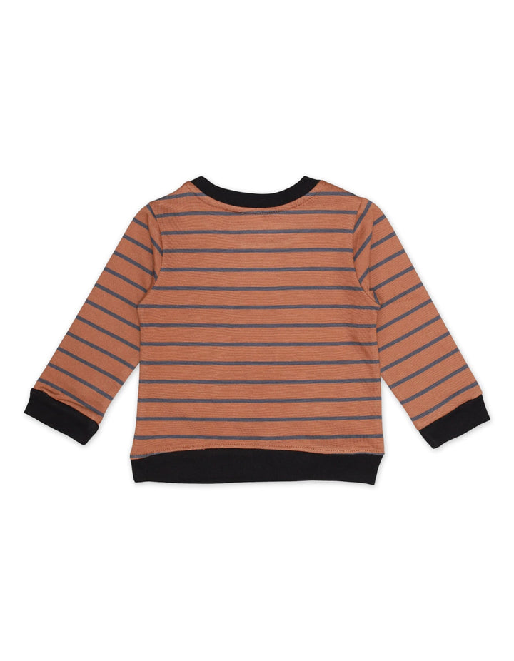 T Shirt Fullsleeves Brown Stripes Toddler Boys