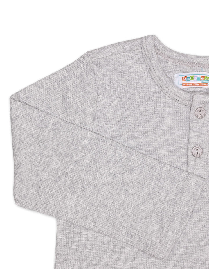 T Shirt Henly Front Pocket Grey Toddler Girls