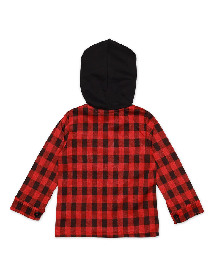 Zubaida's Shirt Hooded Contras Red Check Toddler Boys