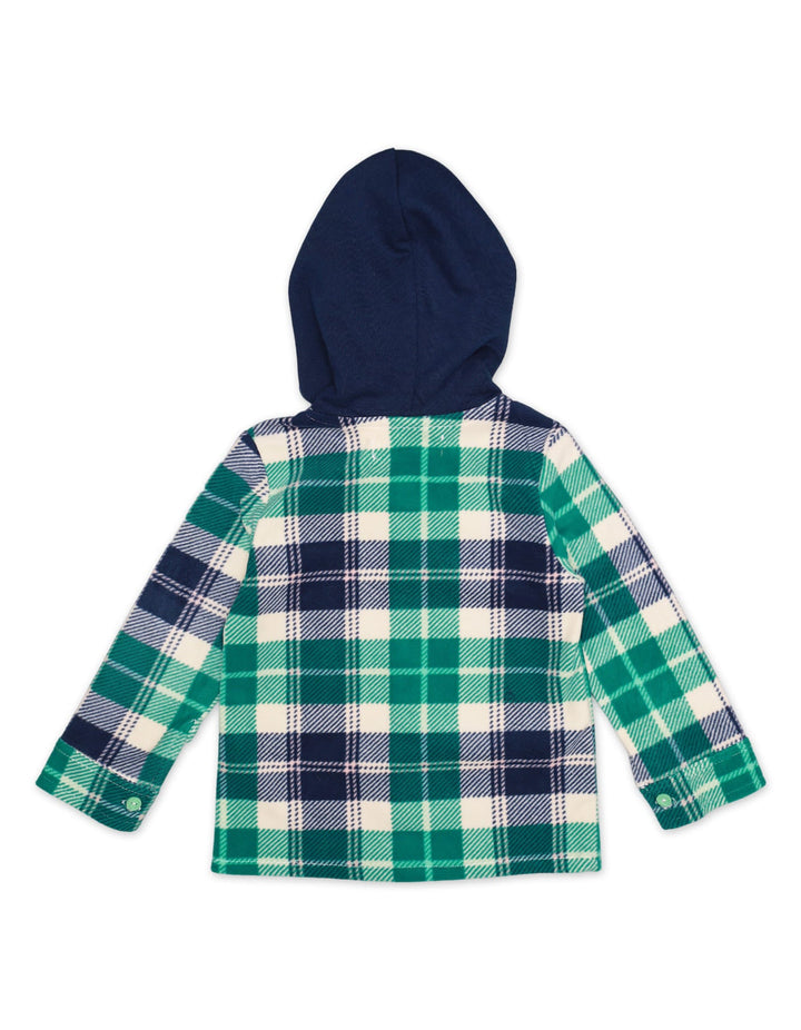 Shirt Hooded Contras Green Check Toddler Boys