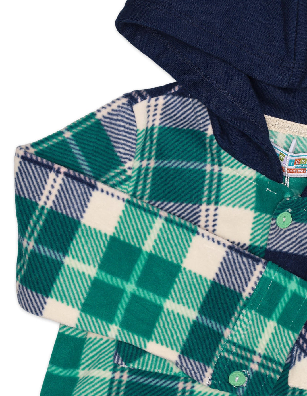 Shirt Hooded Contras Green Check Toddler Boys