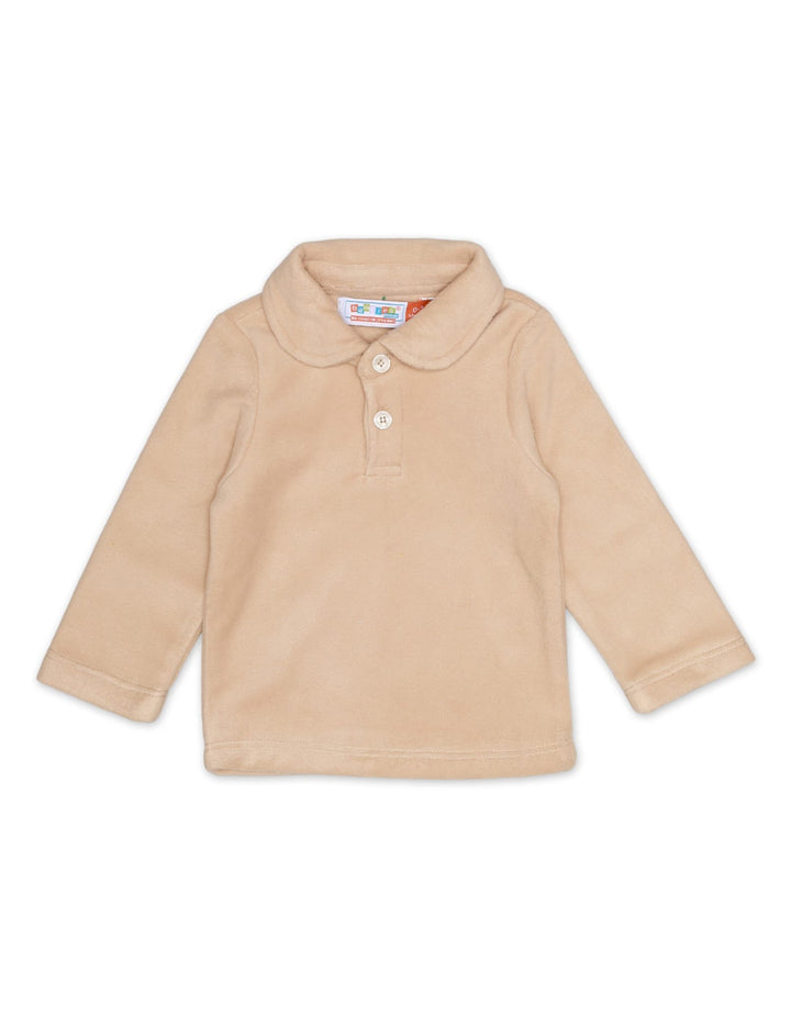 Shirt Collar Style Beige Infant Unisex