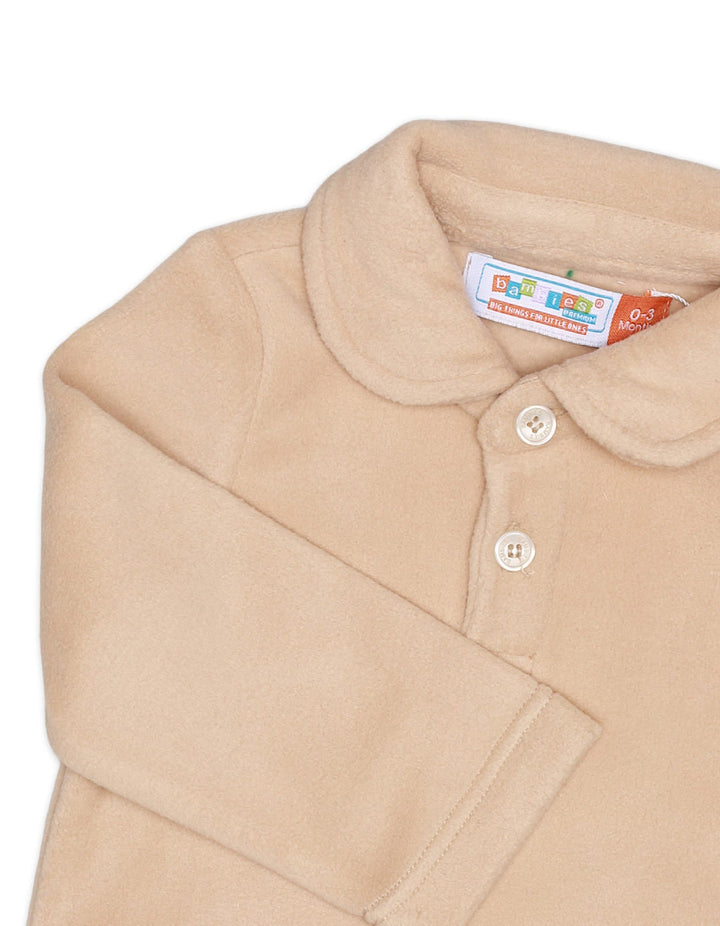 Shirt Collar Style Beige Infant Unisex