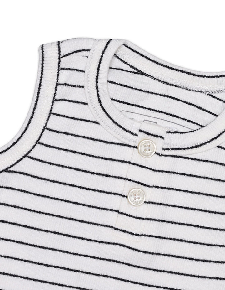 Bodysuit Sleeveless Stripes White