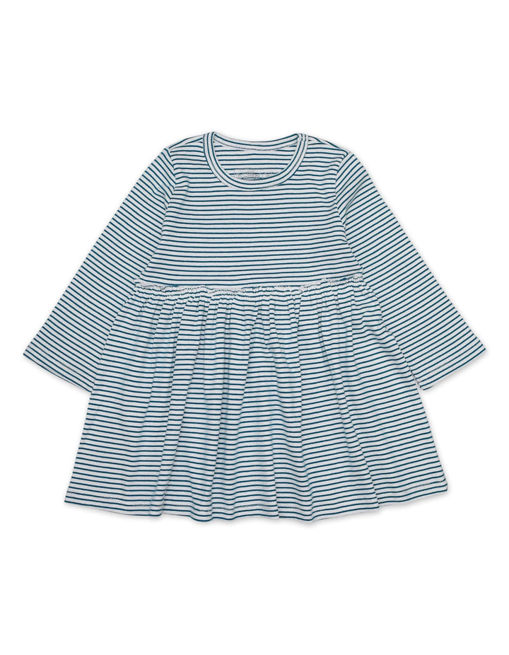 Frock Ruffle Rib Stripes White for Girls