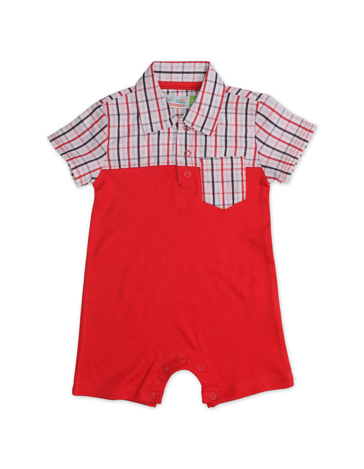 Zubaida's Soft & Breathable Plaid Front Pocket Short-Sleeves Polo Romper - Zubaidas Official™