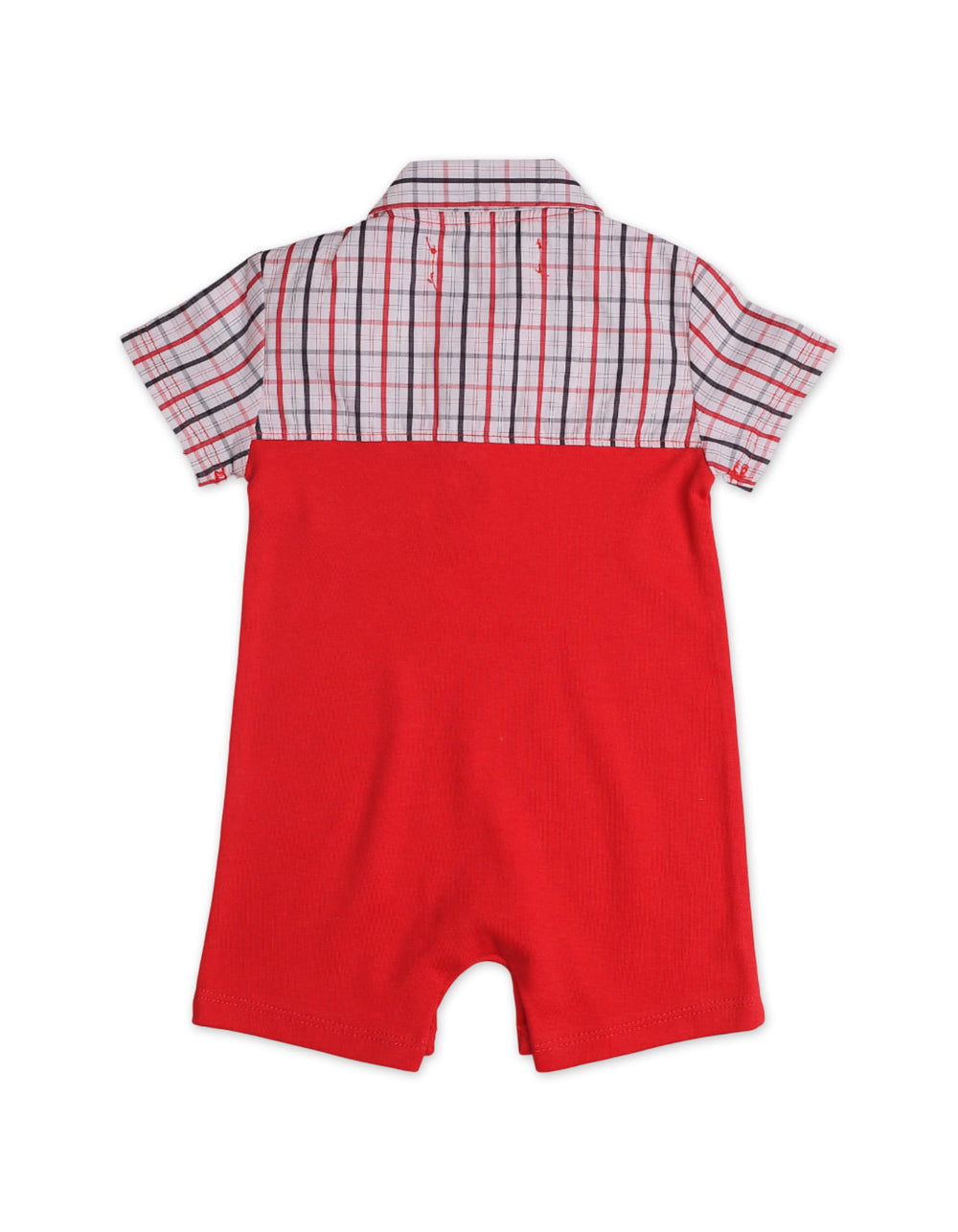 Zubaida's Soft & Breathable Plaid Front Pocket Short-Sleeves Polo Romper - Zubaidas Official™