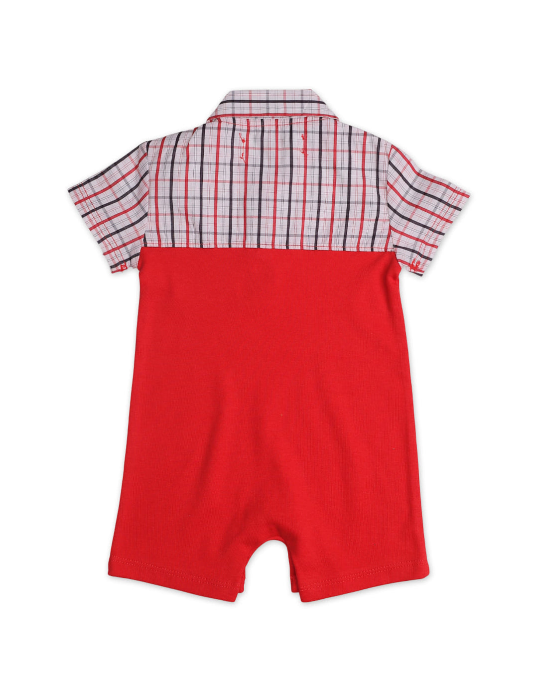 Zubaida's Soft & Breathable Plaid Front Pocket Short-Sleeves Polo Romper - Zubaidas Official™