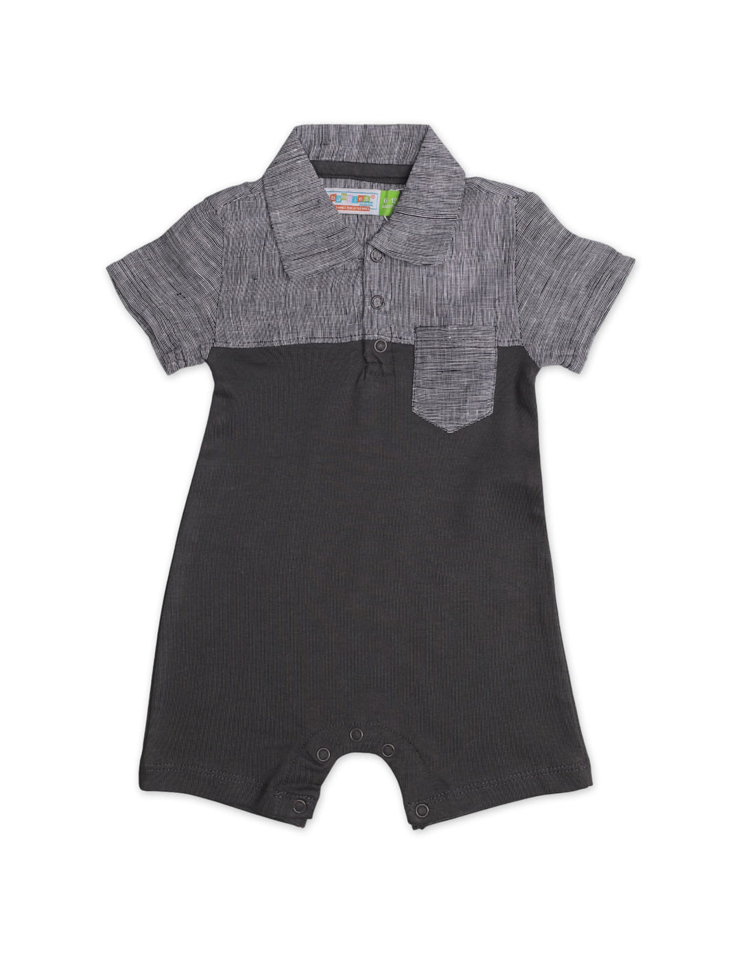 Zubaida's Soft & Breathable Two-Tones Front Pocket Short-Sleeves Polo Romper - Zubaidas Official™