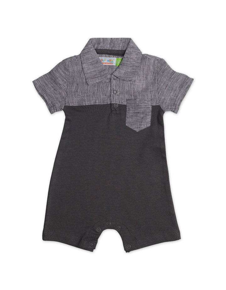 Zubaida's Soft & Breathable Two-Tones Front Pocket Short-Sleeves Polo Romper - Zubaidas Official™