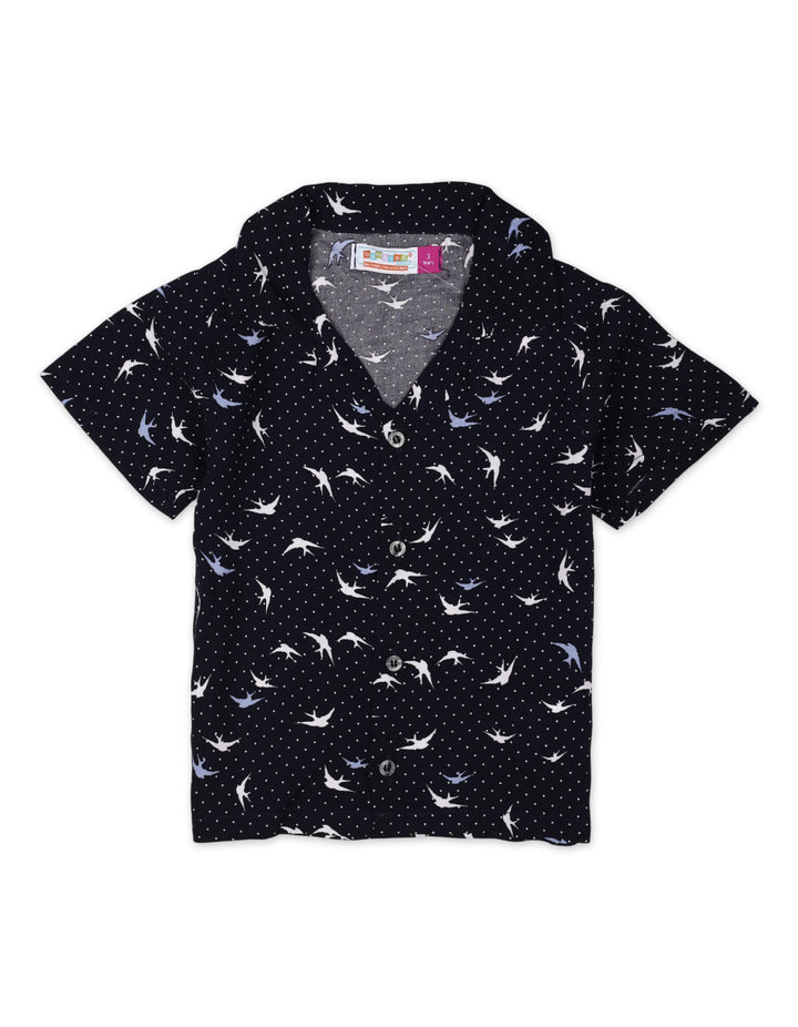 Zubaida's Vibrant "Dots & Swallows" Button-Down Shirt - Zubaidas Official™