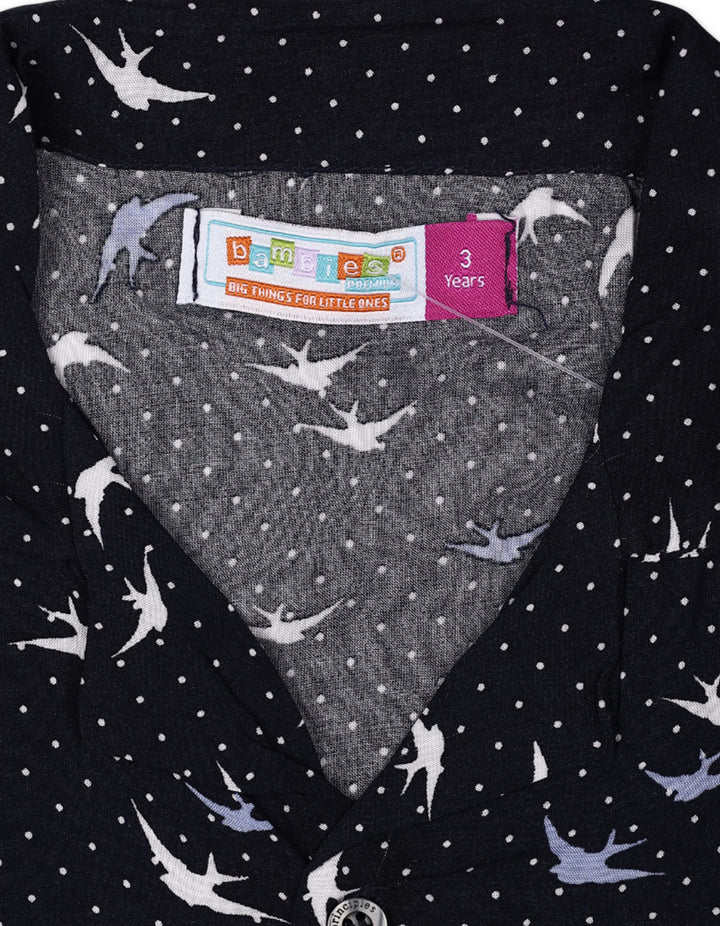 Zubaida's Vibrant "Dots & Swallows" Button-Down Shirt - Zubaidas Official™