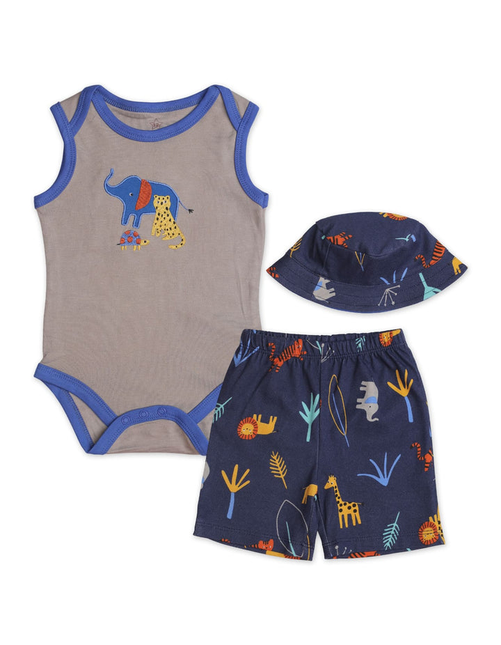 Zubaida's Safari 3 Pcs Bodysuit Set with a coordinating Hat