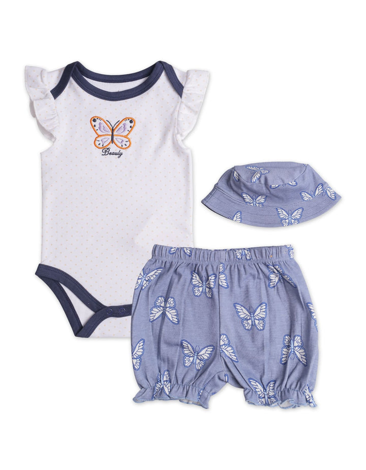 Zubaida's Sweet Butterfly 3 Pcs Bodysuit Set with a coordinating Hat - Zubaidas Official™