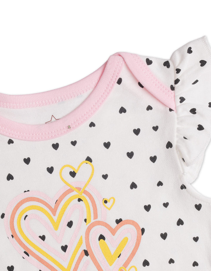 Zubaida's Hearts 3 Pcs Bodysuit Set with a coordinating Hat - Zubaidas Official™