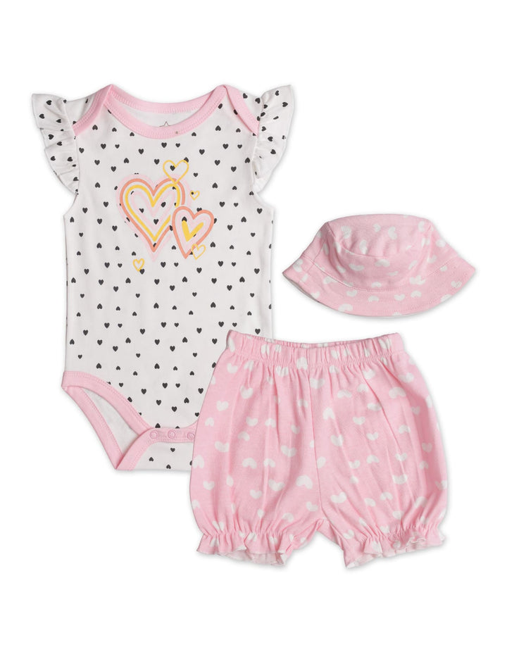 Zubaida's Hearts 3 Pcs Bodysuit Set with a coordinating Hat - Zubaidas Official™